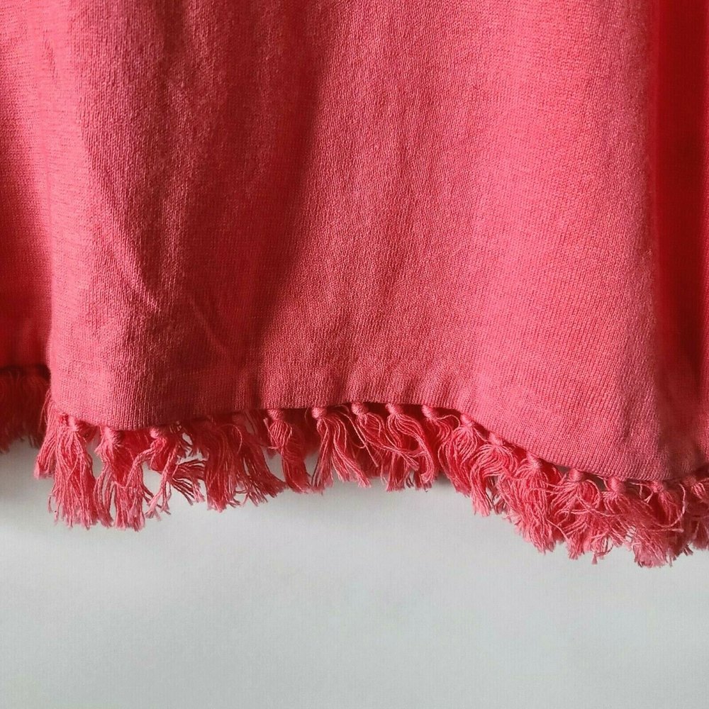 Talbots Long Sleeve Scoop Neck Sweater Top Size 2XP Pink Fringe Hem Slit NWT - Picture 4 of 7